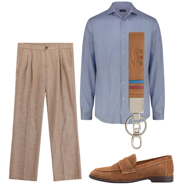Outfit uomo - Total look #2407775. Stile Business/Elegante per Ufficio. Abbinamento con pantaloni, portachiavi, camicie, scarpe stringate.
