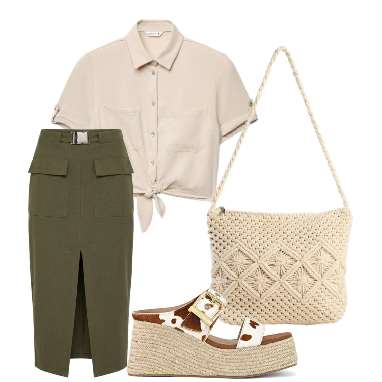 Outfit donna - Quiet dress. Stile Casual chic per Tutti i giorni. Abbinamento con borse a tracolla, gonne longuette, camicie a manica corta, zeppe.