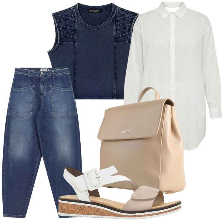 Outfit donna - Jeans cropped. Stile Urban per Tutti i giorni. Abbinamento con zaini, sandali, jeans, top, camicie.