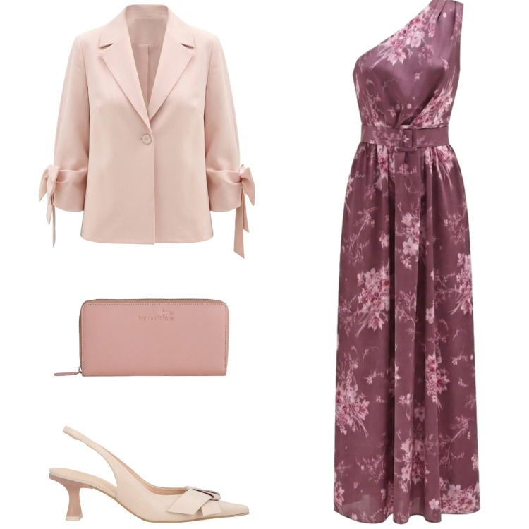 Outfit donna - Total look #2407821. Stile Chic per Cerimonia. Abbinamento con décolleté, vestiti lunghi, blazer, portafogli.