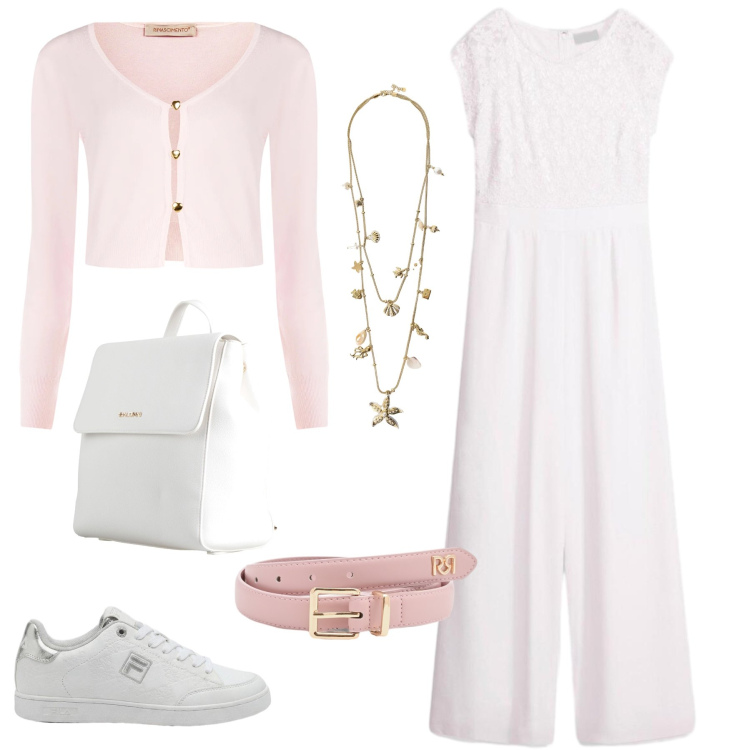 Outfit donna - Light spring. Stile Casual per Tutti i giorni. Abbinamento con zaini, tute, sneakers, cardigans, cinture, collane.