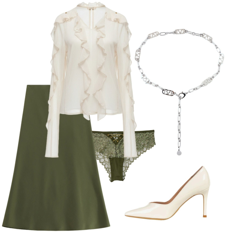 Outfit donna - Chic. Stile Chic per Cerimonia. Abbinamento con culotte, gonne longuette, cinture, bluse, décolleté.
