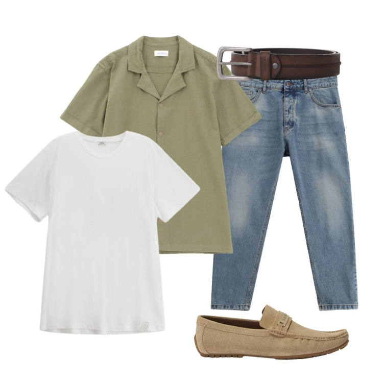 Outfit uomo - Casual chic con IMPERIAL. Stile Casual per Tutti i giorni. Abbinamento con t-shirt, camicie a manica corta, jeans, cinture, scarpe stringate.