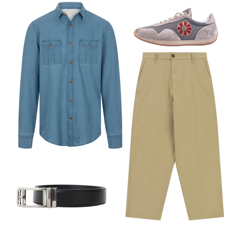 Outfit uomo - Total look. Stile Casual per Tutti i giorni. Abbinamento con cinture, pantaloni, sneakers, camicie.
