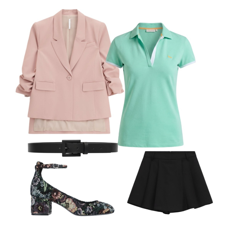 Outfit donna - Evento urban. Stile Urban per Cerimonia. Abbinamento con décolleté, cinture, blazer, shorts, polo.