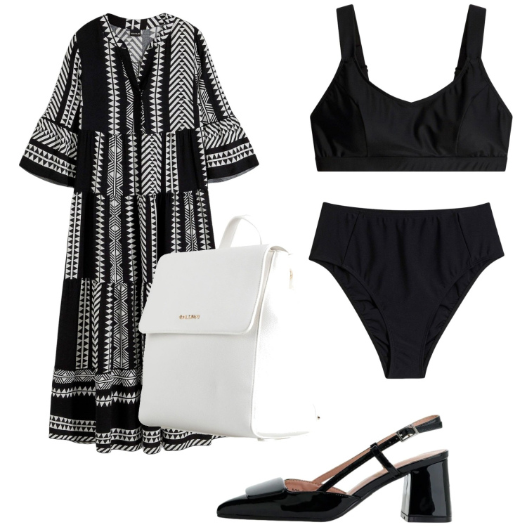 Outfit donna - Total look #2408022. Stile Vintage retrò per Ufficio. Abbinamento con zaini, culotte, reggiseni, vestiti lunghi, décolleté.