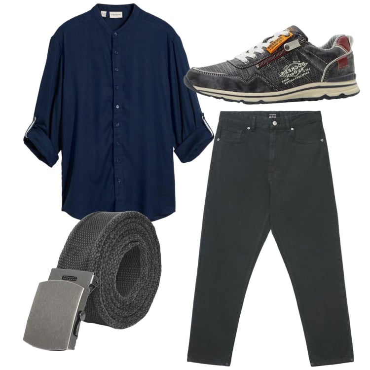 Outfit uomo - Total look. Stile Casual per Tutti i giorni. Abbinamento con sneakers, camicie, cinture, jeans.