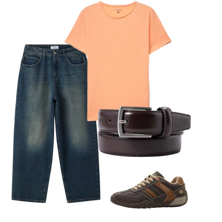 Outfit uomo - Maggio. Stile Casual per Tutti i giorni. Abbinamento con sneakers, t-shirt, jeans, cinture.