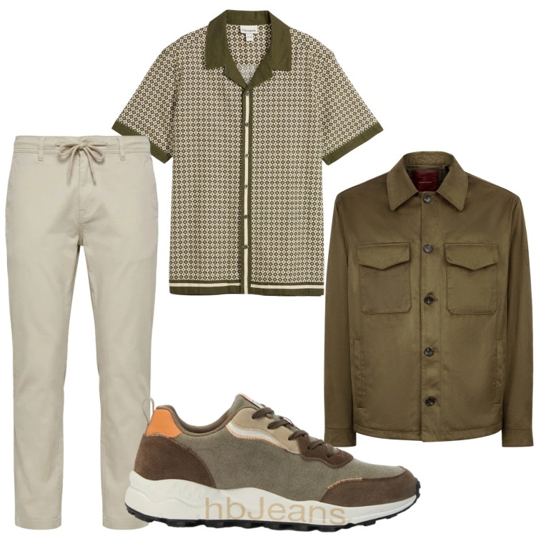 Outfit uomo - Comodo. Stile Trendy per Tutti i giorni. Abbinamento con camicie a manica corta, sneakers, pantaloni, giacche.