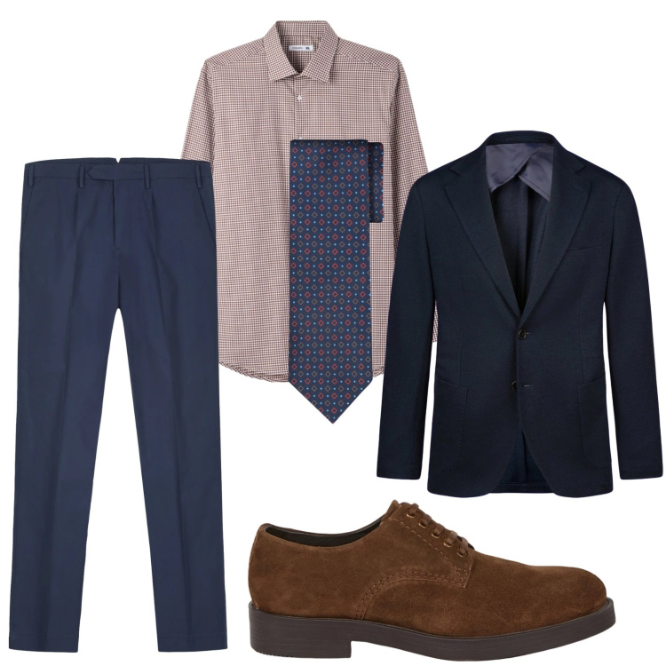 Outfit uomo - Office style. Stile Trendy per Tutti i giorni. Abbinamento con camicie, giacche, scarpe stringate, pantaloni, cravatte.