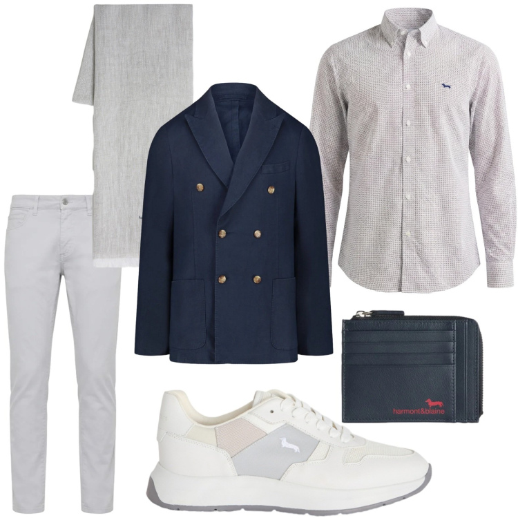 Outfit uomo - Blazer senza tempo. Stile Casual per Ufficio. Abbinamento con pantaloni, sneakers, portamonete, sciarpe, camicie, giacche.