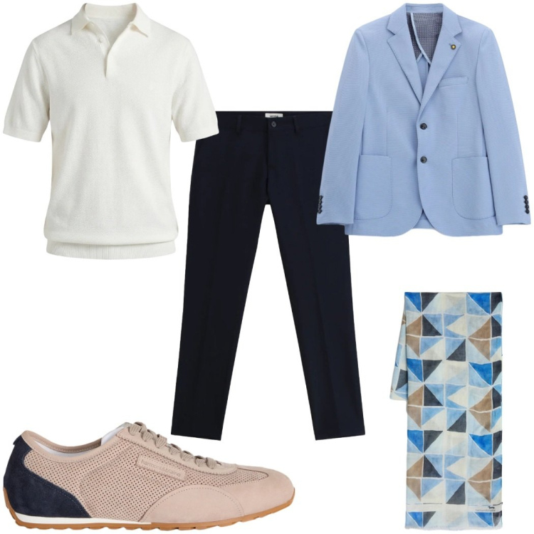 Outfit uomo - Total look #2408111. Stile Casual per Tutti i giorni. Abbinamento con pantaloni, giacche, sneakers, sciarpe, polo.