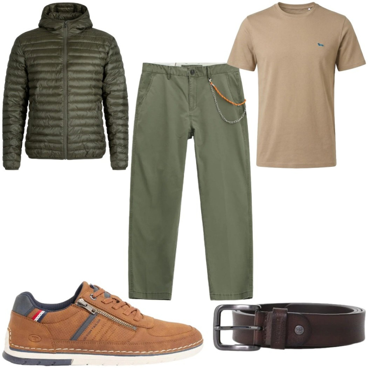 Outfit uomo - Total look #2408113. Stile Casual per Tutti i giorni. Abbinamento con sneakers, pantaloni, cinture, t-shirt, piumini.