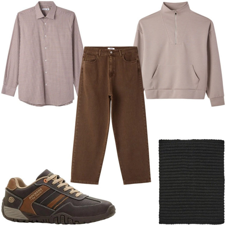 Outfit uomo - Total look #2408114. Stile Casual per Tutti i giorni. Abbinamento con sneakers, scaldacollo, felpe, pantaloni, camicie.