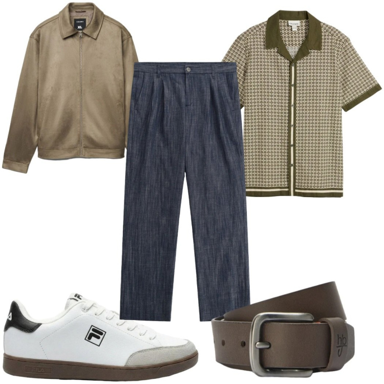 Outfit uomo - Total look #2408127. Stile Casual per Tutti i giorni. Abbinamento con camicie a manica corta, sneakers, giacche, pantaloni, cinture.