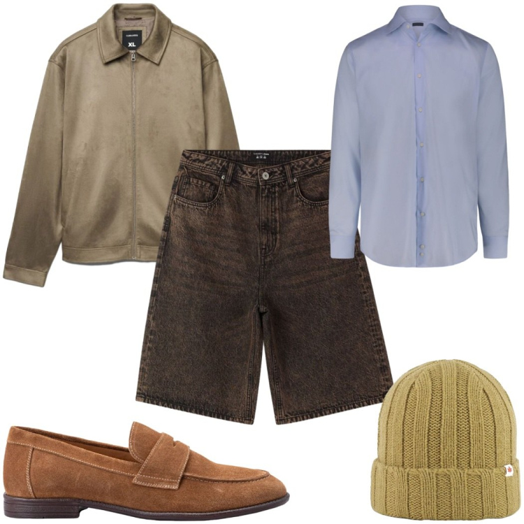 Outfit uomo - Total look #2408136. Stile Casual per Tutti i giorni. Abbinamento con bermuda, giacche, camicie, scarpe stringate, berretti.