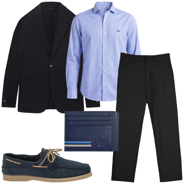 Outfit uomo - Total look #2408159. Stile Business/Elegante per Ufficio. Abbinamento con portafogli, camicie, scarpe stringate, giacche, pantaloni chino.