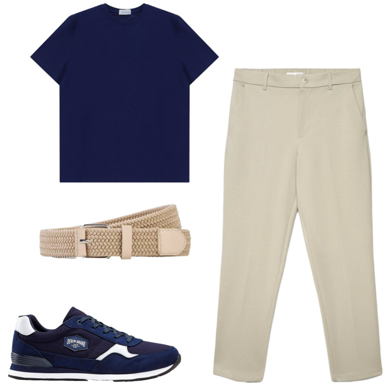 Outfit uomo - Total look #2408163. Stile Casual per Tutti i giorni. Abbinamento con sneakers, cinture, pantaloni chino, t-shirt.