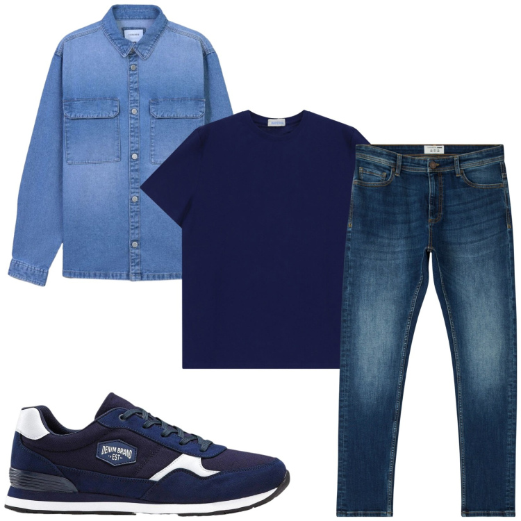 Outfit uomo - Total look #2408219. Stile Urban per Tutti i giorni. Abbinamento con sneakers, jeans skinny, cappotti, t-shirt.