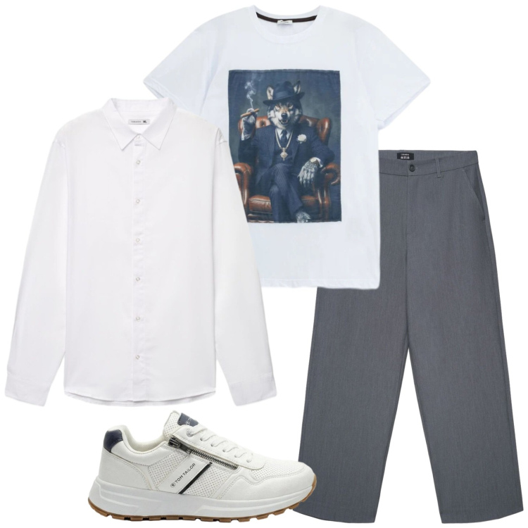 Outfit uomo - Total look #2408222. Stile Trendy per Tutti i giorni. Abbinamento con sneakers, camicie, pantaloni, t-shirt.