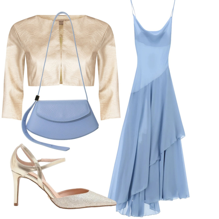 Outfit donna - La madrina. Stile Casual chic per Cerimonia. Abbinamento con vestiti lunghi, borse a spalla, décolleté, bolero.