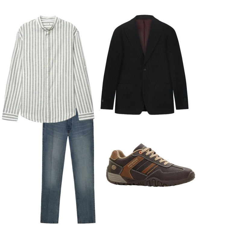 Outfit uomo - Casual day. Stile Casual Abbinamento con sneakers, camicie, giacche, jeans.