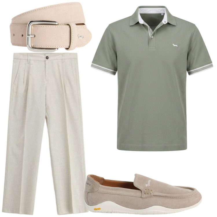 Outfit uomo - Ufficio. Stile Trendy per Ufficio. Abbinamento con pantaloni, cinture, polo, scarpe stringate.