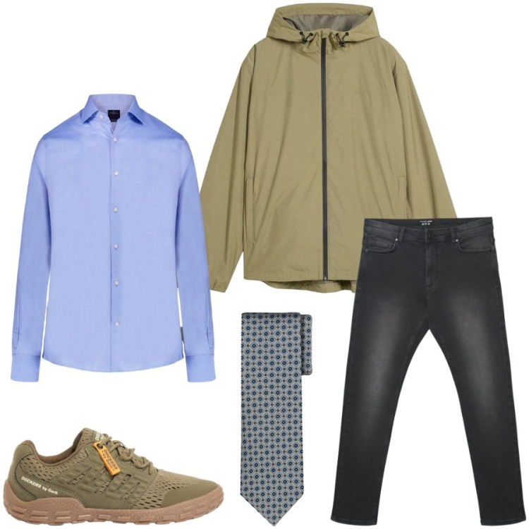 Outfit uomo - Total look #2408417. Stile Casual per Tutti i giorni. Abbinamento con giacche, sneakers, jeans skinny, camicie, cravatte.