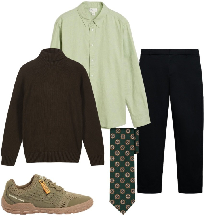 Outfit uomo - Total look #2408420. Stile Trendy per Tutti i giorni. Abbinamento con sneakers, camicie, pantaloni chino, cravatte, pullovers.