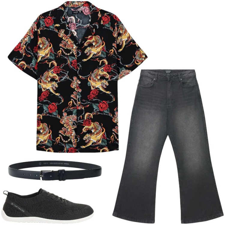 Outfit uomo - Total look #2408423. Stile Casual per Tutti i giorni. Abbinamento con sneakers, camicie a manica corta, jeans, cinture.