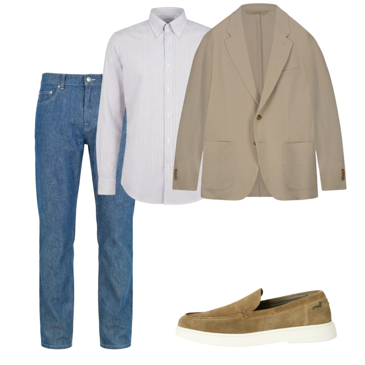 Outfit uomo - Maggio. Stile Casual per Tutti i giorni. Abbinamento con jeans, camicie, scarpe stringate, giacche.