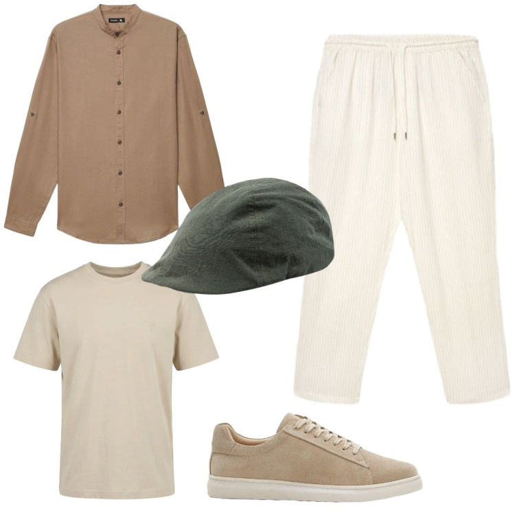 Outfit uomo - 127. In coppola. Stile Trendy per Tutti i giorni. Abbinamento con sneakers, camicie, pantaloni, t-shirt, cappelli con visiera.