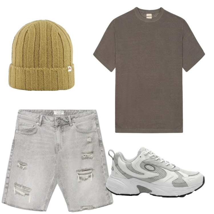 Outfit uomo - 130. Quanti siamo?. Stile Urban per Tutti i giorni. Abbinamento con sneakers, shorts, t-shirt, berretti.