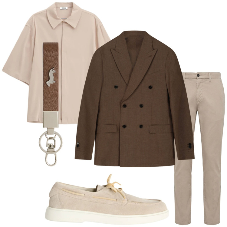 Outfit uomo - Total look #2408526. Stile Business/Elegante per Ufficio. Abbinamento con camicie a manica corta, portachiavi, scarpe stringate, pantaloni, giacche.