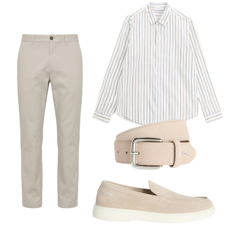 Outfit uomo - Total look #2408531. Stile Trendy per Tutti i giorni. Abbinamento con camicie, cinture, scarpe stringate, pantaloni.