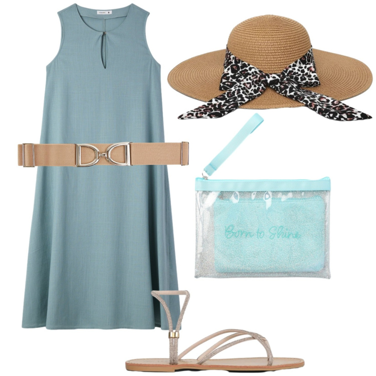 Outfit donna - Total look #2408532. Stile Boho per Tutti i giorni. Abbinamento con pochette, vestiti lunghi, cinture, cappelli, sandali.