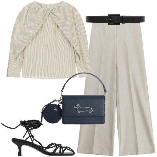Outfit donna - Quiet dress - @pamela. Stile Basic per Ufficio. Abbinamento con sandali col tacco, cinture, camicie, borse a tracolla, pantaloni a palazzo.