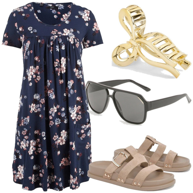 Outfit femme - Basique #2235. Style Basique pour Tous les jours. Assortir avec robes longues, accessoires pour cheveux, mules, lunettes de soleil.