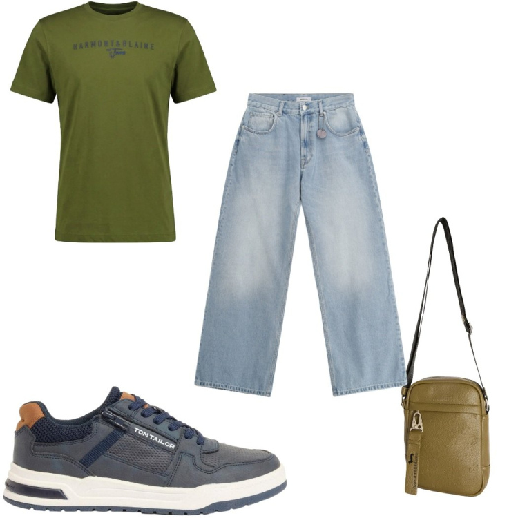 Outfit uomo - Total look #2408624. Stile Casual per Tutti i giorni. Abbinamento con sneakers, jeans, borse sportive, t-shirt.