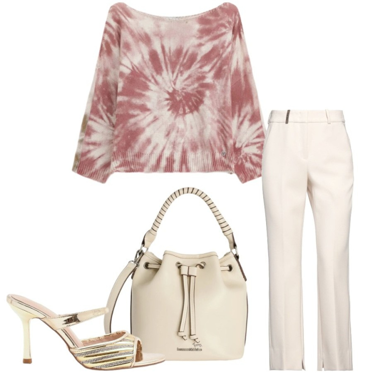 Outfit donna - Total look #2408645. Stile Casual chic per Tutti i giorni. Abbinamento con pantaloni, sabot, borse a secchiello, top.
