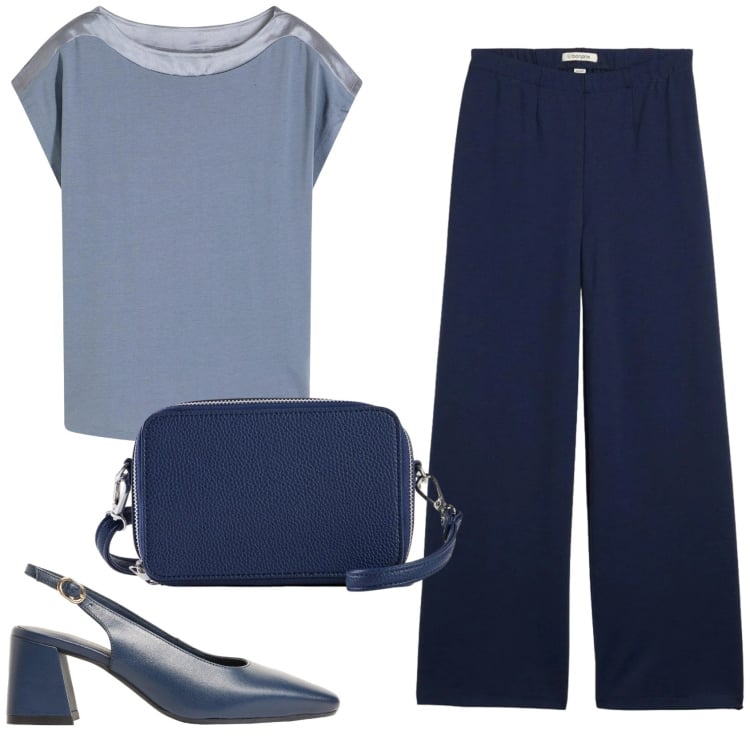 Outfit donna - Total look #2408657. Stile Bon Ton per Ufficio. Abbinamento con pantaloni, bluse, décolleté, borse a tracolla.