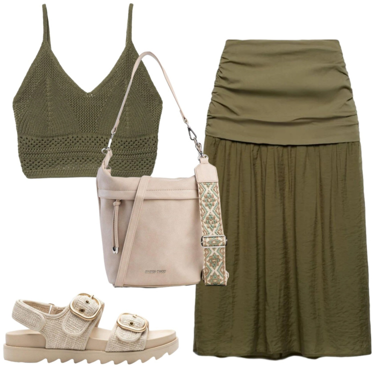 Outfit donna - Total look #2408660. Stile Basic per Tutti i giorni. Abbinamento con borse a tracolla, sandali, gonne longuette, canottiere.