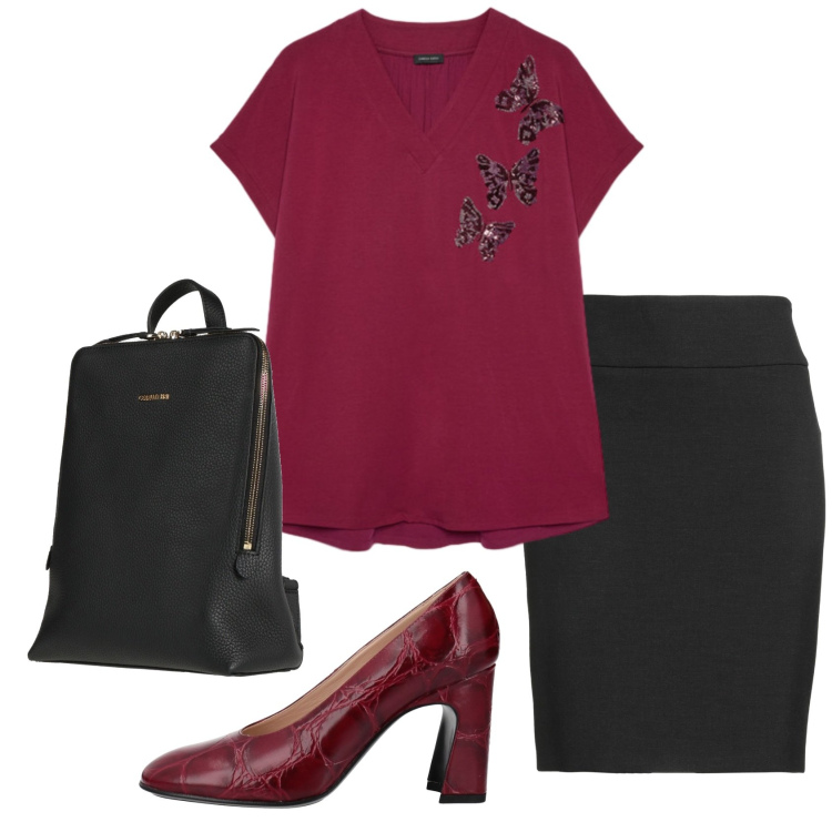 Outfit donna - Total look #2408673. Stile Bon Ton per Serata fuori. Abbinamento con décolleté, minigonne, zaini, t-shirt.
