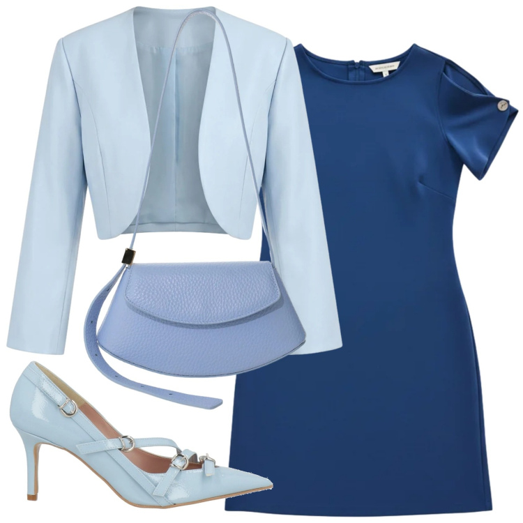 Outfit donna - Total look #2408681. Stile Chic per Cerimonia. Abbinamento con décolleté, vestiti corti, bolero, borse a spalla.