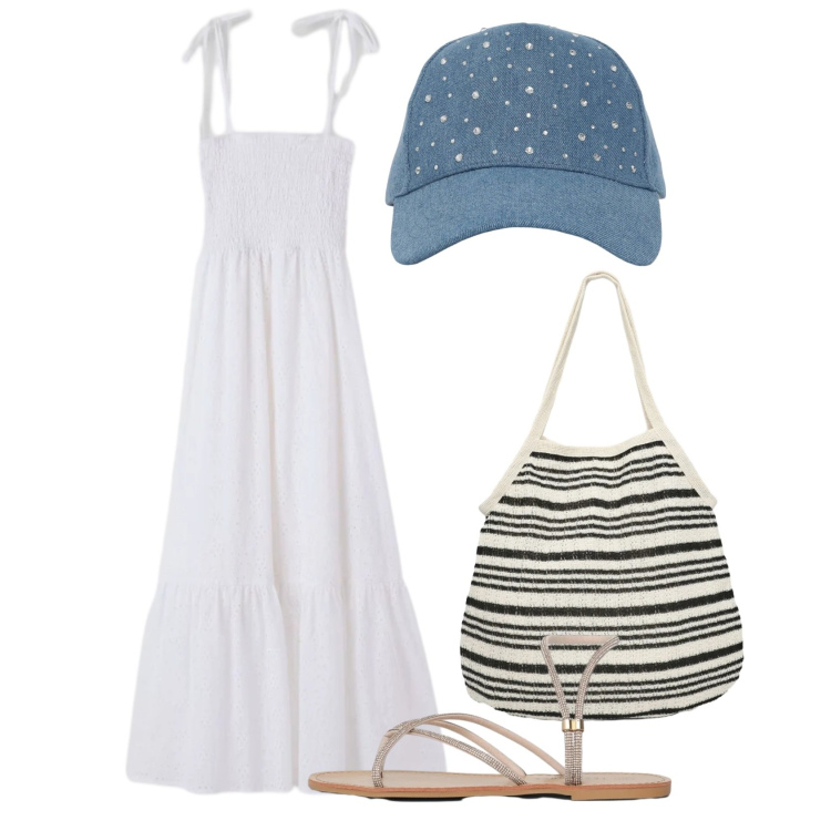 Outfit donna - Boho mood by terranova. Stile Boho per Tutti i giorni. Abbinamento con cappelli, sandali, shopping bag, vestiti lunghi.