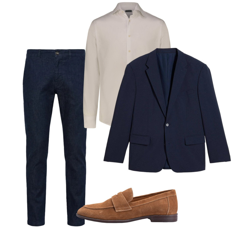Outfit uomo - Apericena. Stile Casual per Serata speciale. Abbinamento con giacche, jeans, camicie, scarpe stringate.