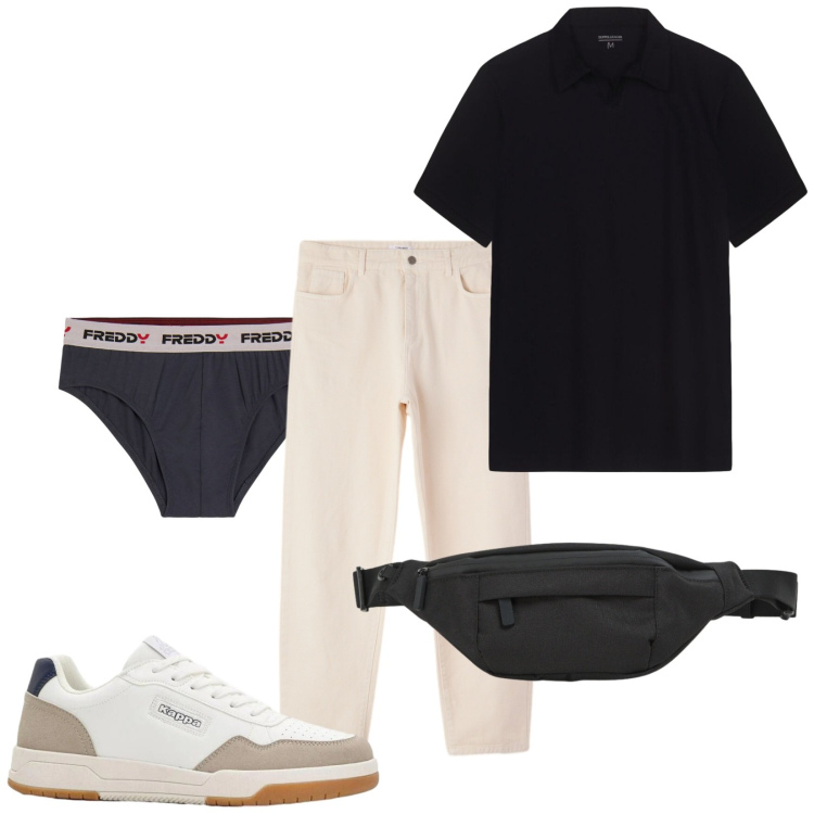 Outfit uomo - Total look #2408870. Stile Casual per Tutti i giorni. Abbinamento con sneakers, pantaloni, borse sportive, slip, polo.