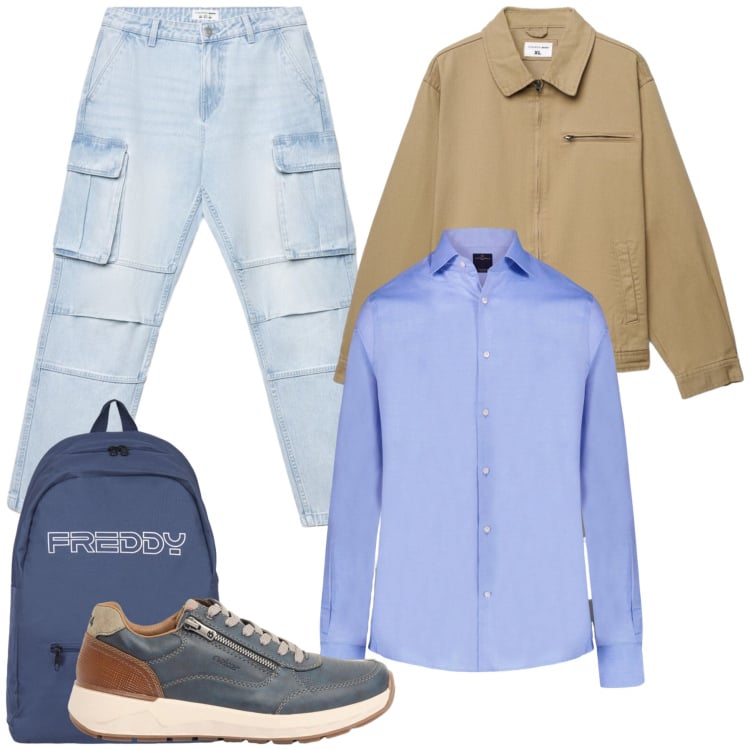 Outfit uomo - Total look #2408892. Stile Urban per Tutti i giorni. Abbinamento con sneakers, jeans, cappotti, camicie, borse sportive.