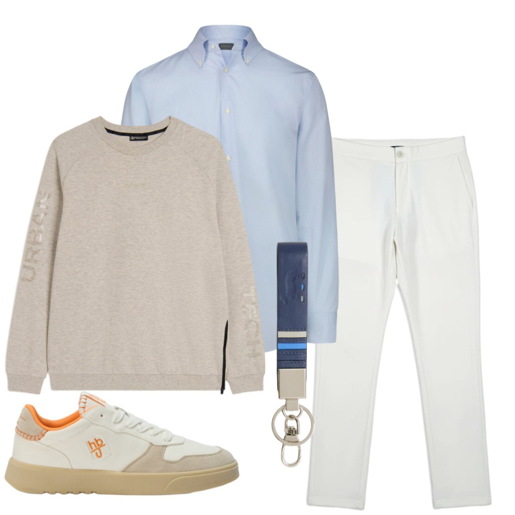 Outfit uomo - Total look #2408894. Stile Casual per Tutti i giorni. Abbinamento con portachiavi, sneakers, felpe, camicie, pantaloni.