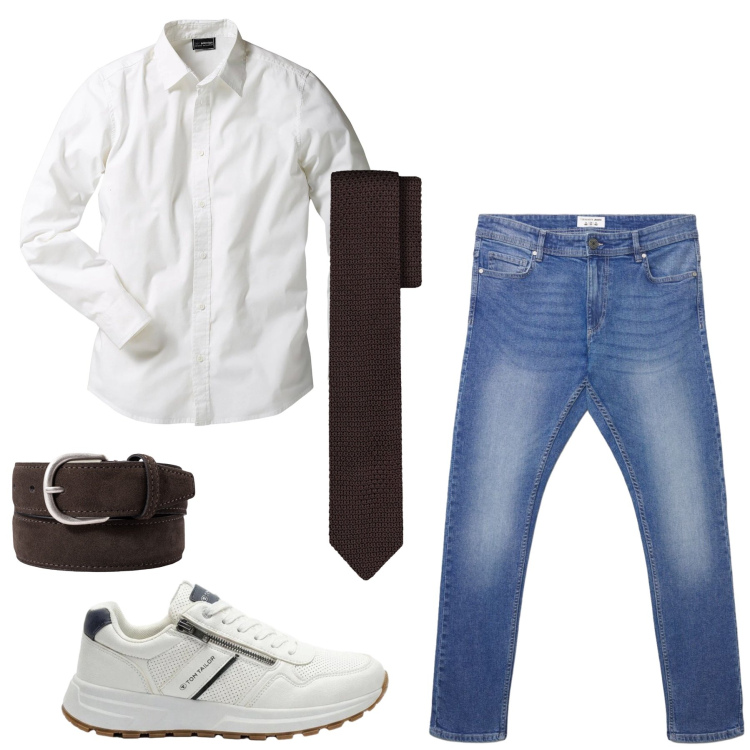 Outfit uomo - Total look #2408895. Stile Casual per Tutti i giorni. Abbinamento con camicie, sneakers, jeans skinny, cravatte, cinture.
